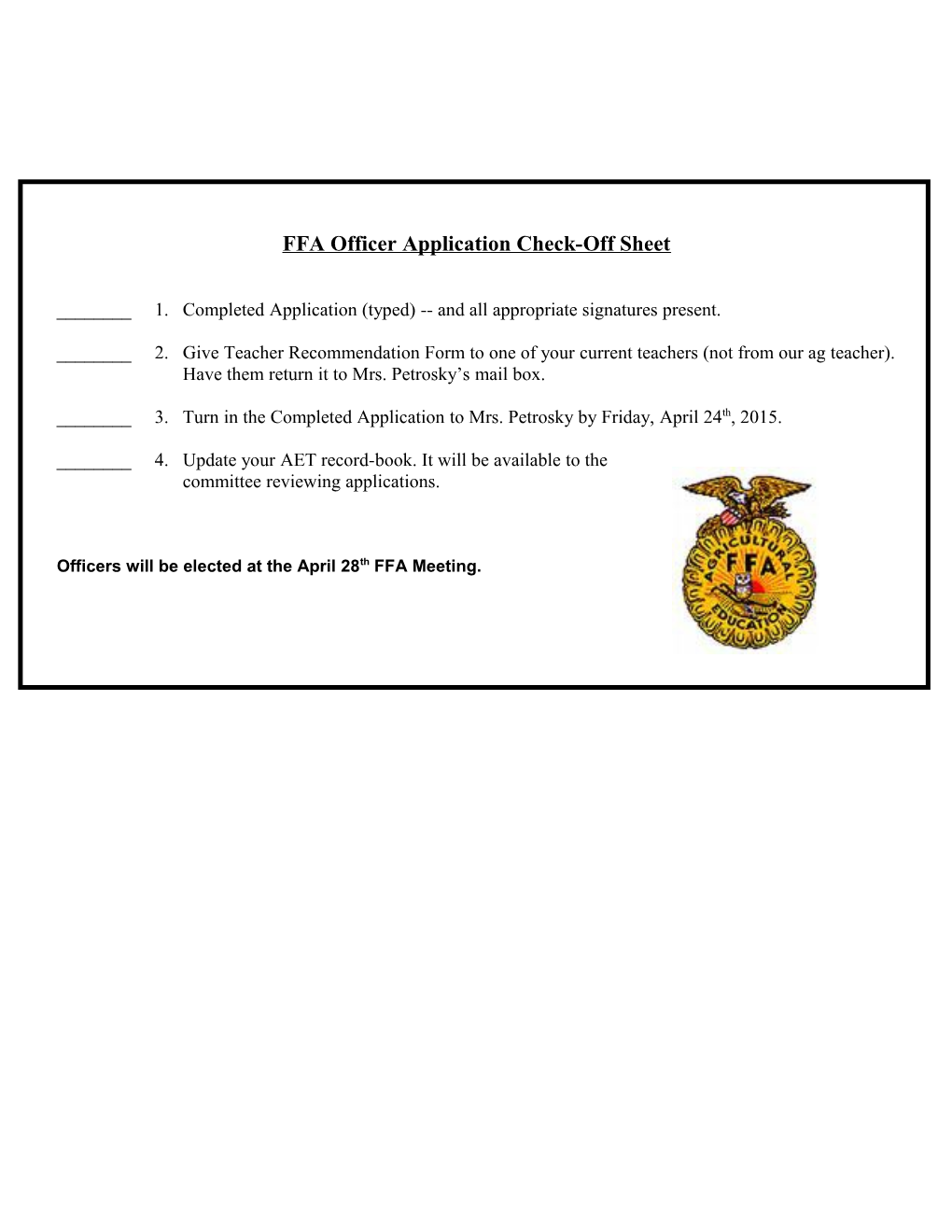 2007 Conrad FFA Officer Application