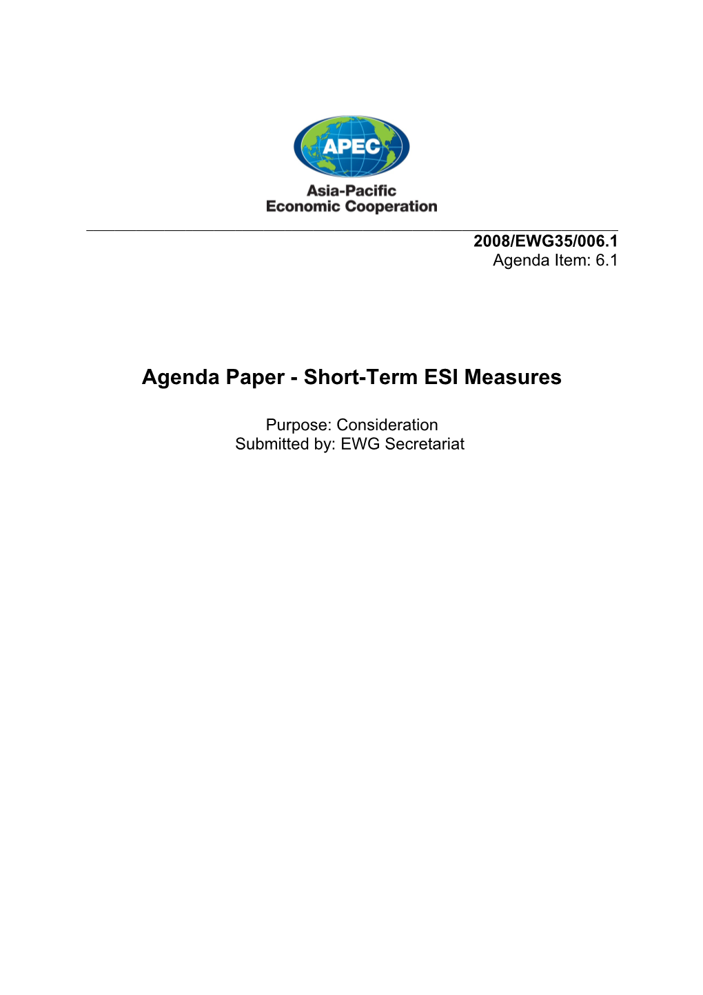 APEC and EWG Secretariat Report