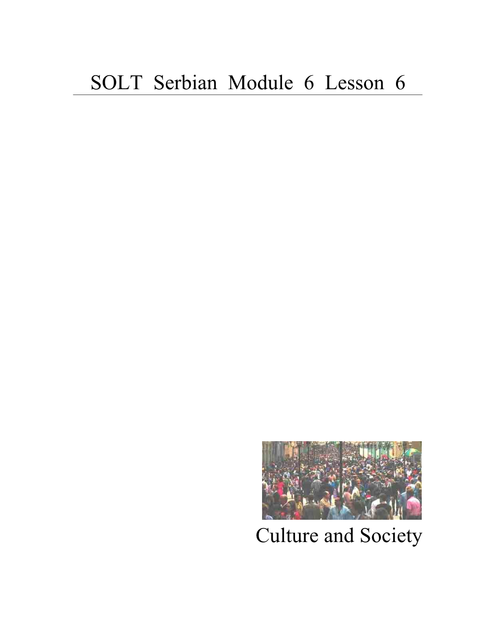 SOLT Serbian Module 6 Lesson 6