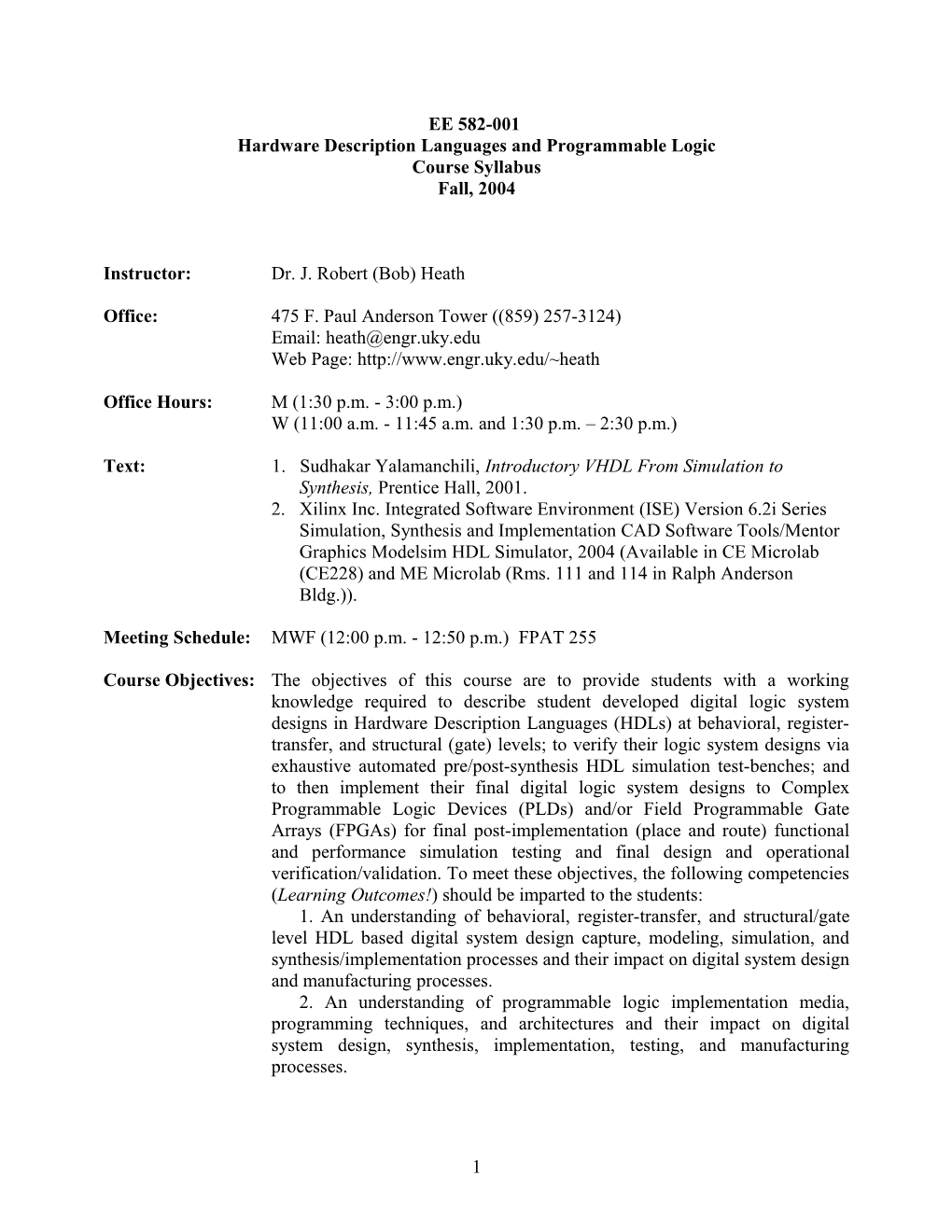 Hardware Description Languages and Programmable Logic