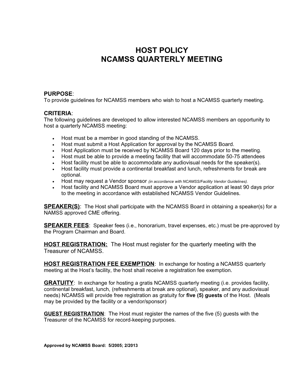Ncamss Quarterly Meeting