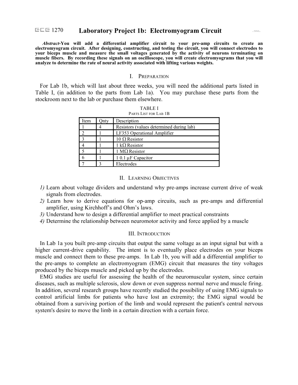 Abstract-You Will Add a Differential Amplifier Circuit to Your Pre-Amp Circuits to Create