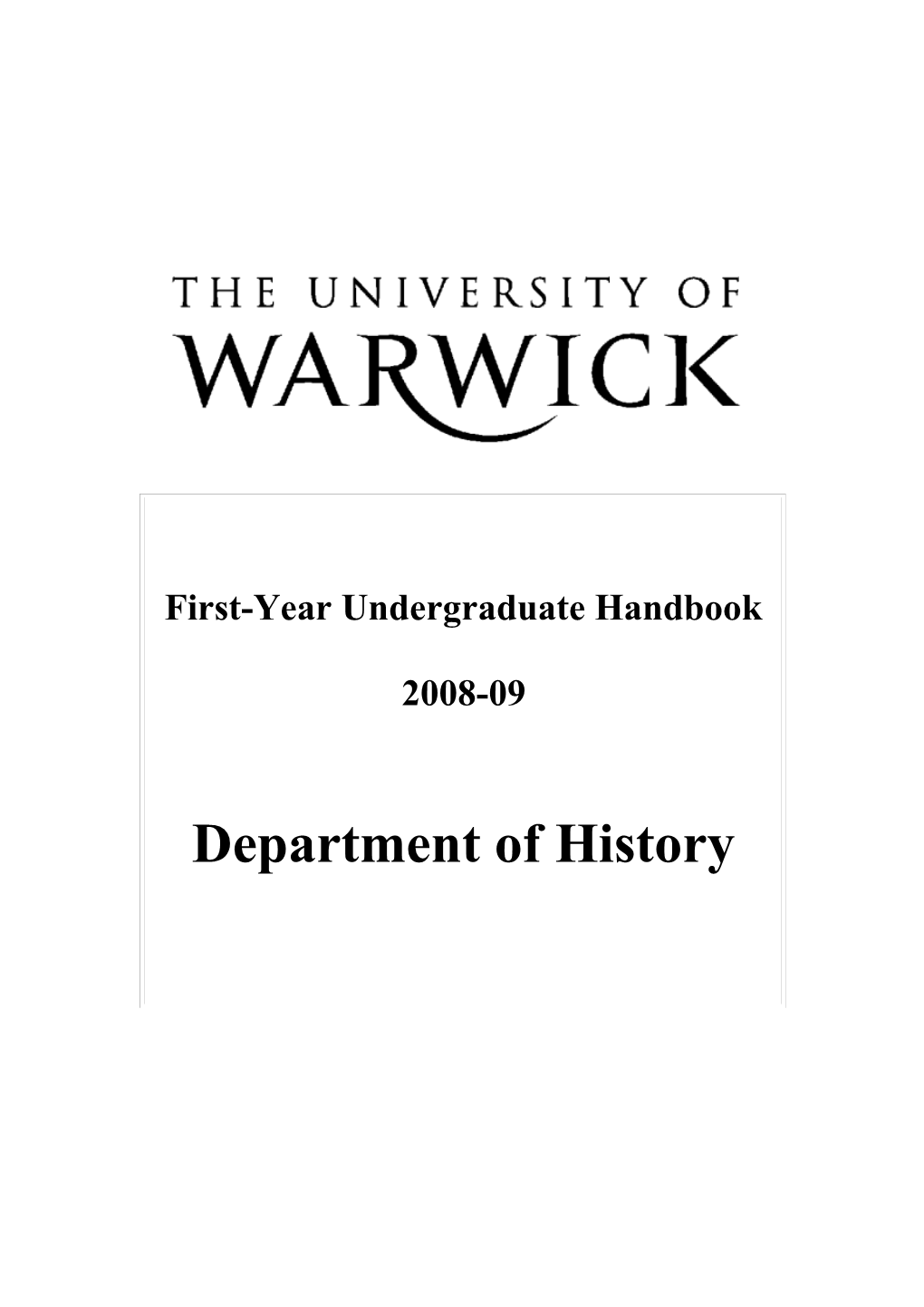 First-Year Undergraduate Handbook