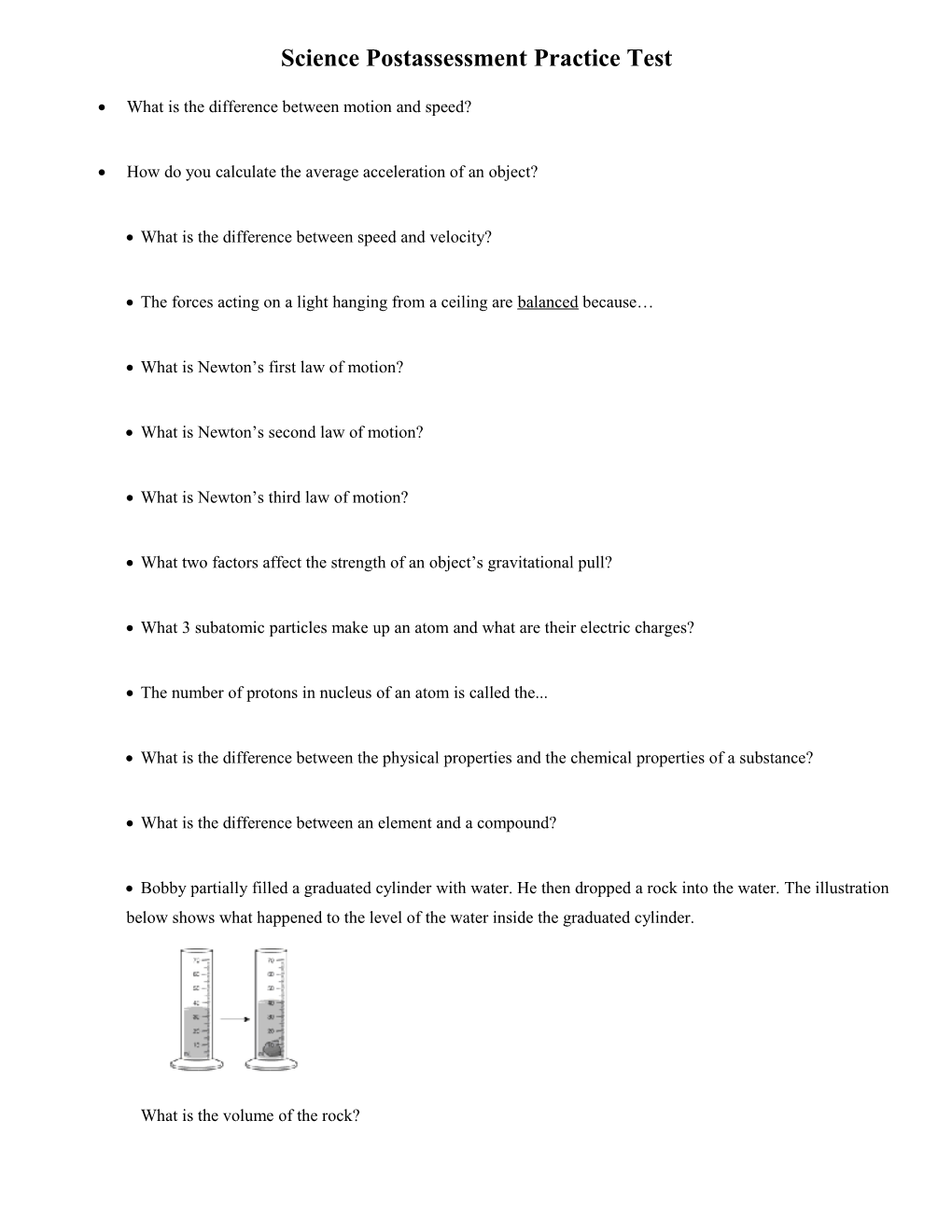 Science Postassessmentpractice Test