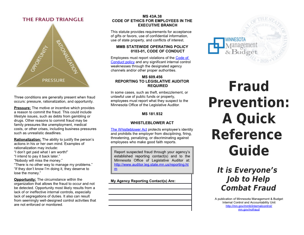 Fraud Prevention Quick Reference Guide