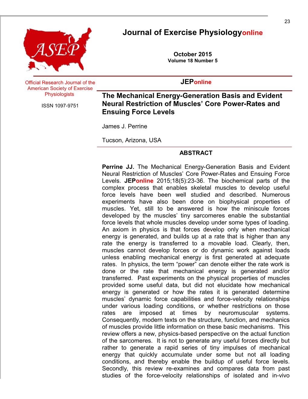 The Mechanical Energy-Generation Basis and Evident Neural Restriction of Muscles Core