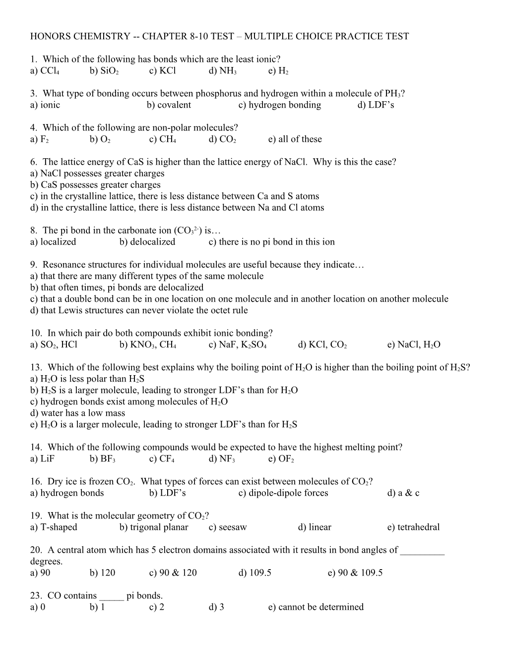 Which of the Following Has Bonds Which Are the Least Ionic