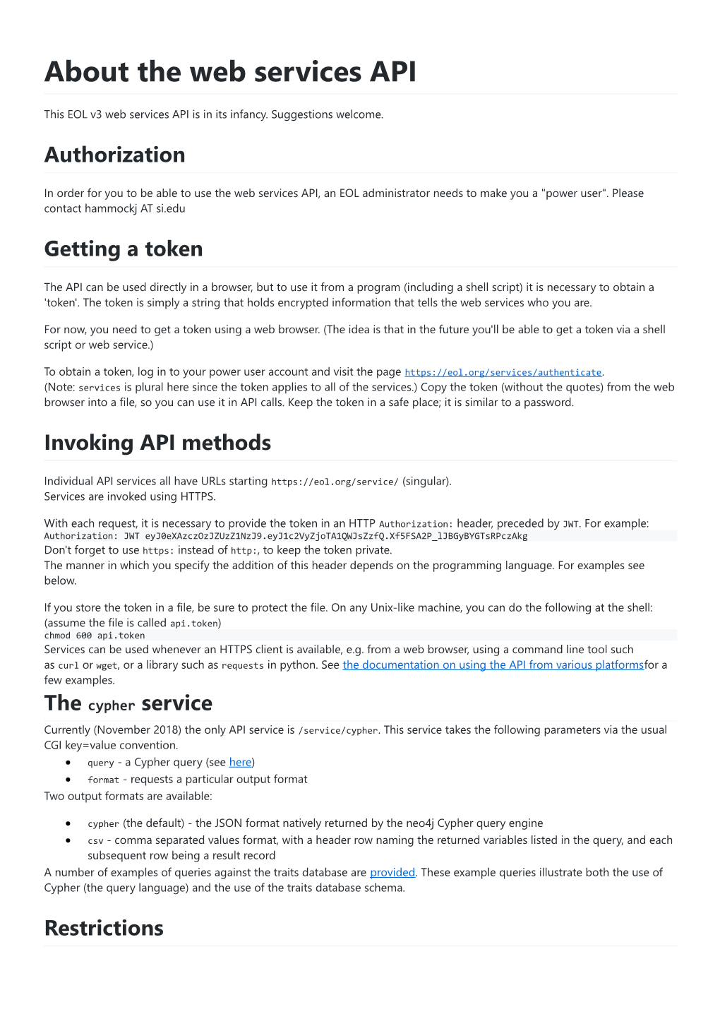 About the Web Services API