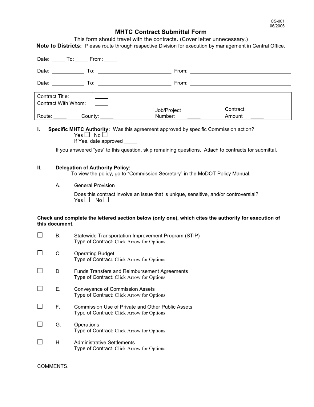 MHTC Contract Submittal Form