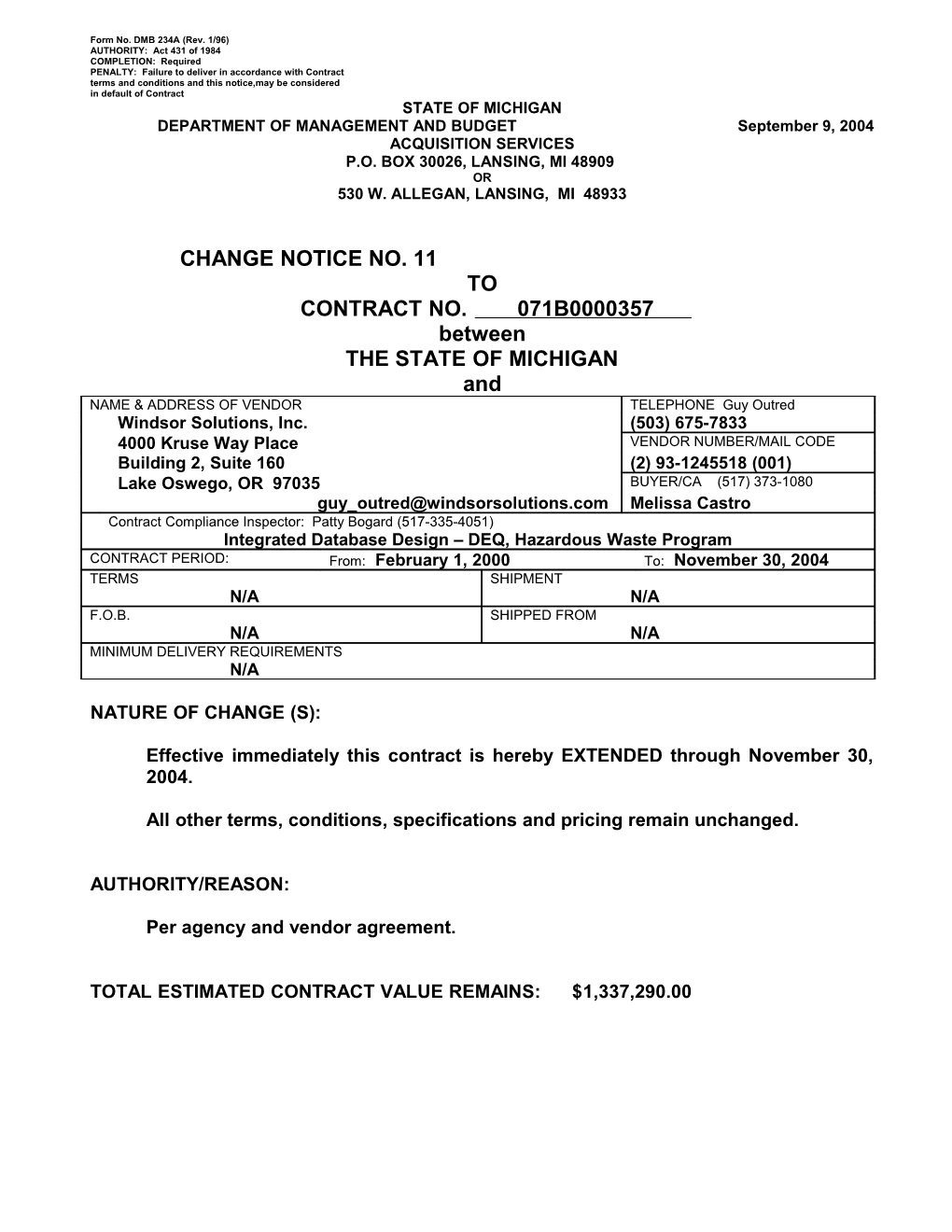 Contract Notice Template