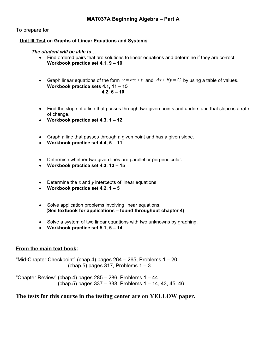 MAT037A Beginning Algebra Part A