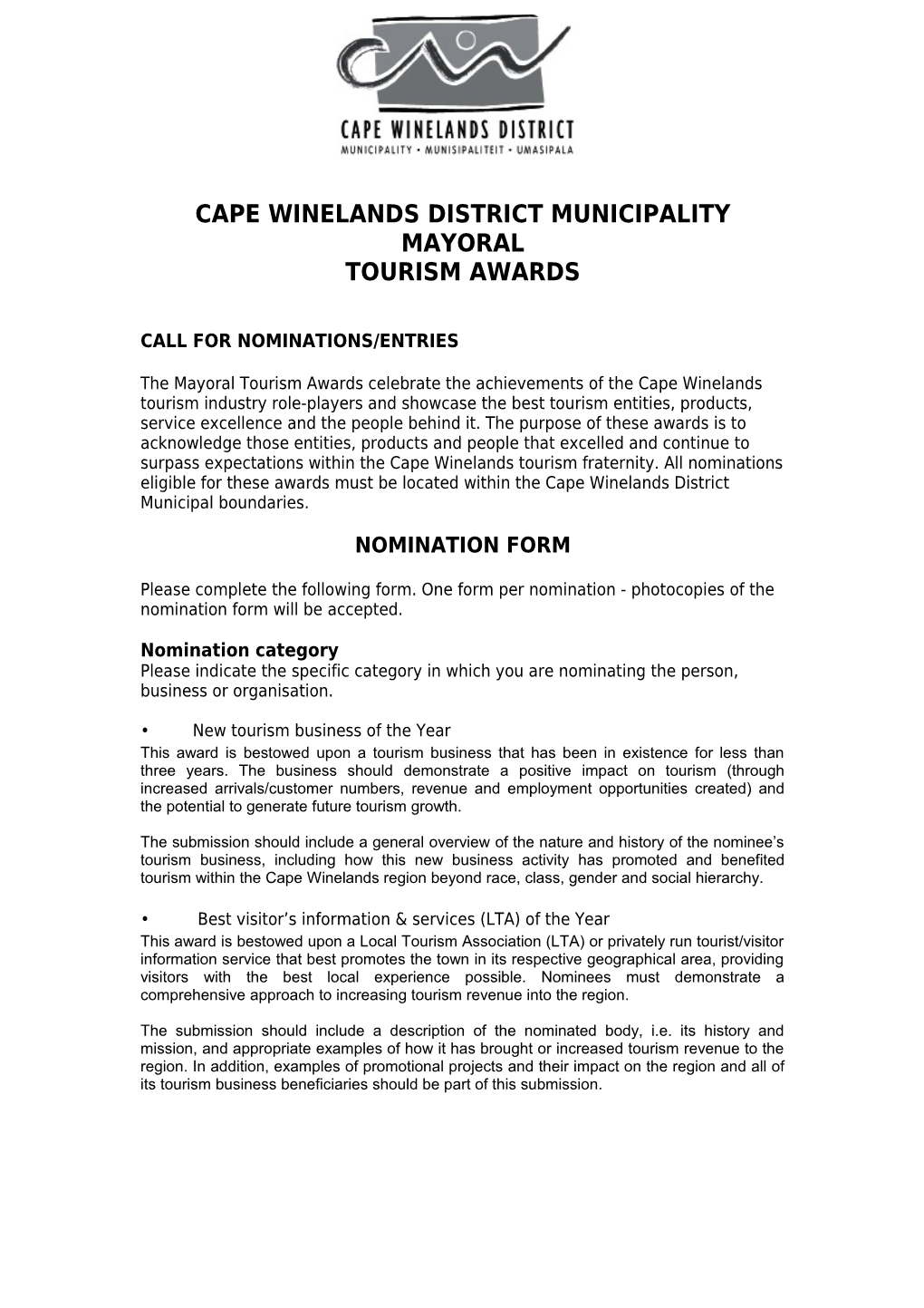 Cape Winelands District Municipality Mayoral