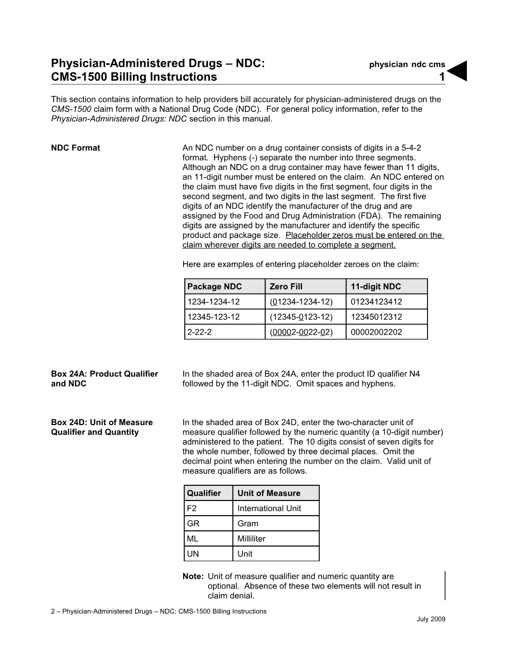 Physician-Administered Drugs NDC: CMS-1500 Billing Instructions (Physician Ndc Cms)