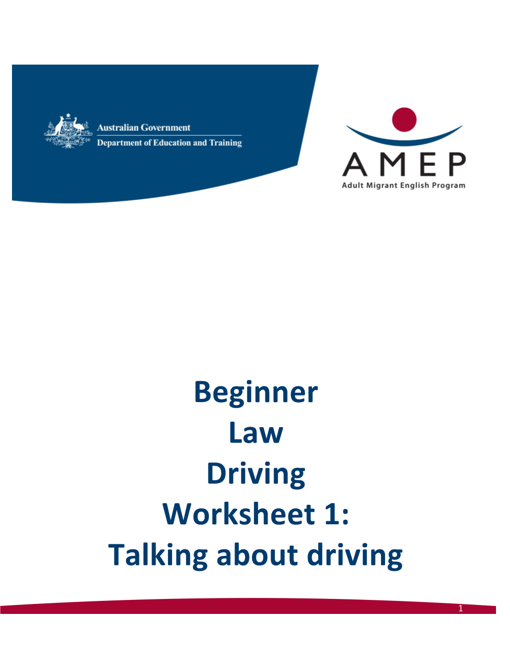 Beginner Law Driving Worksheet 1: Talking About Driving