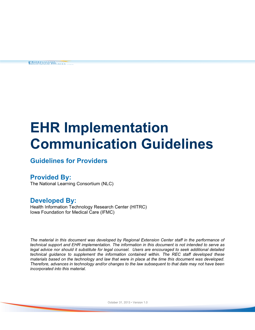 EHR Implementation Communication Guidelines for Providers