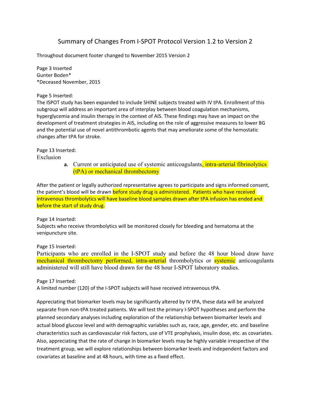 Summary of Changes from I-SPOT Protocol Version 1.2 to Version 2