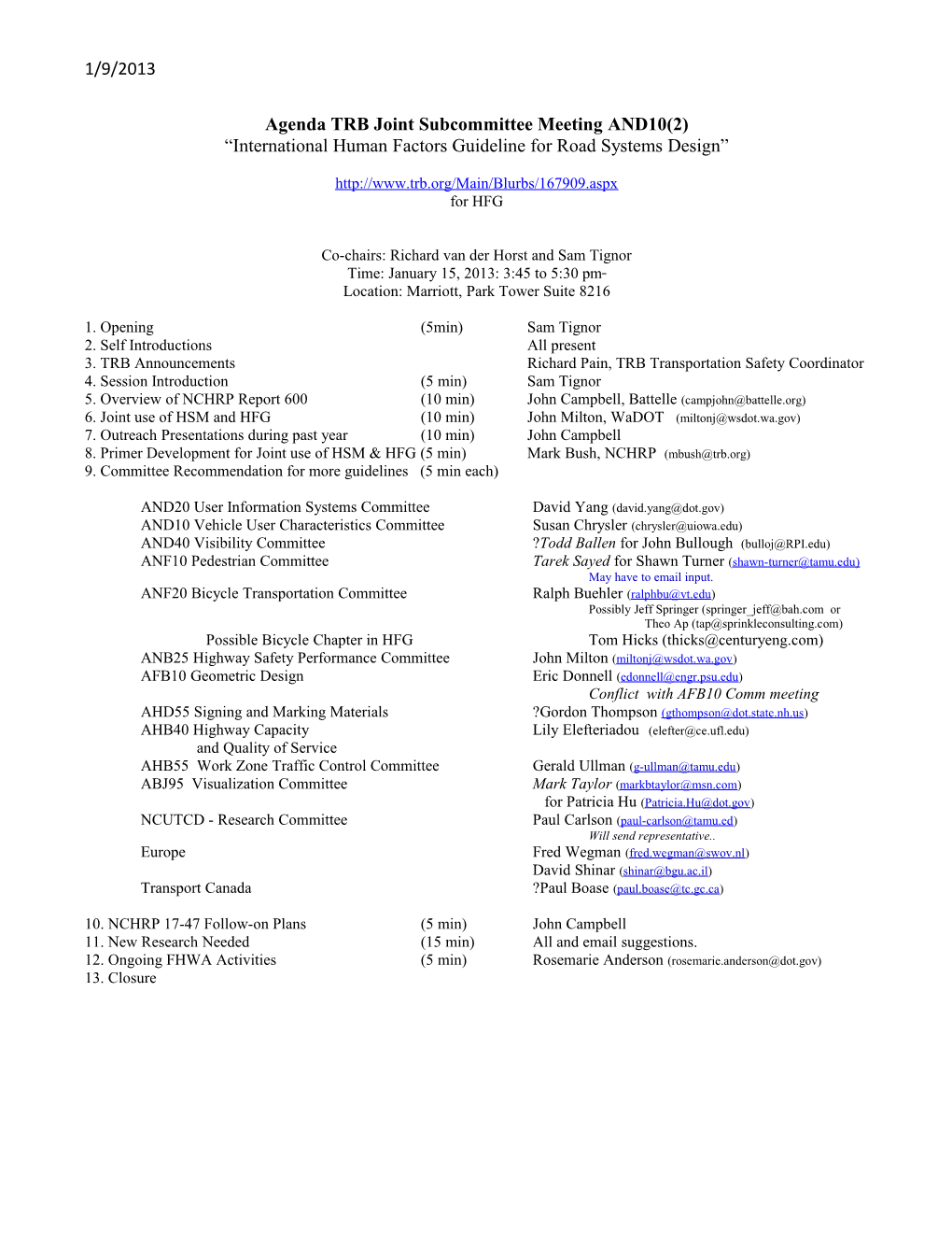 Agenda TRB Joint Subcommittee Meeting AND10(2)