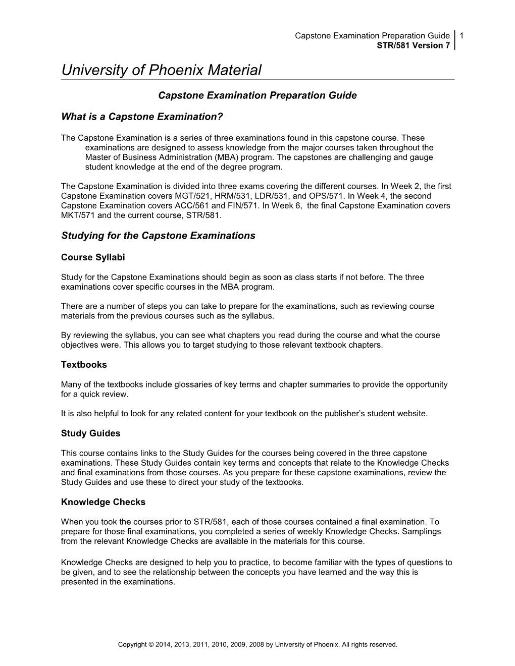 Capstone Examination Preparation Guide