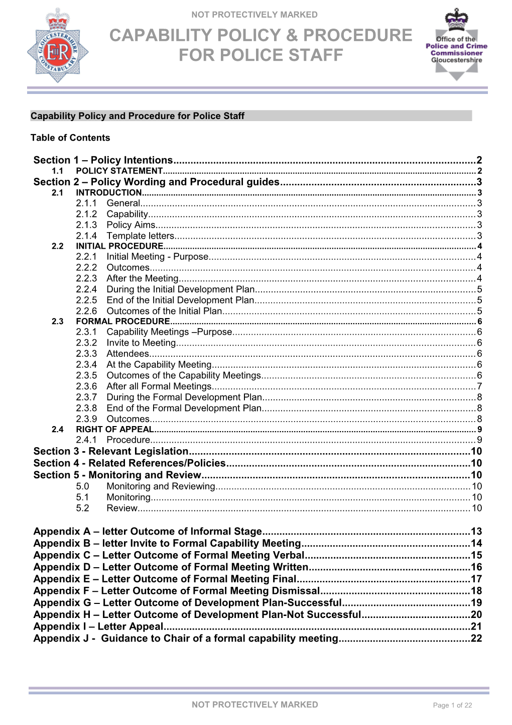 Capability Policy and Procedure for Police Staff