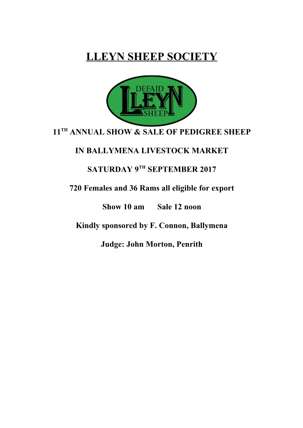 11Th Annual Show & Sale of Pedigree Sheep