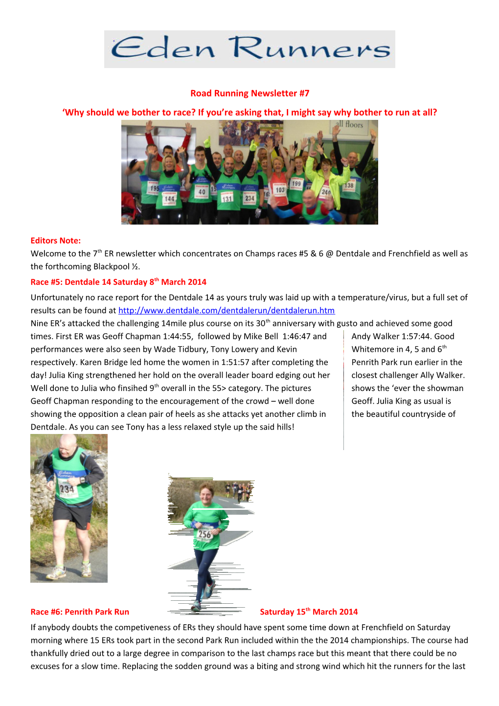 Road Running Newsletter #7