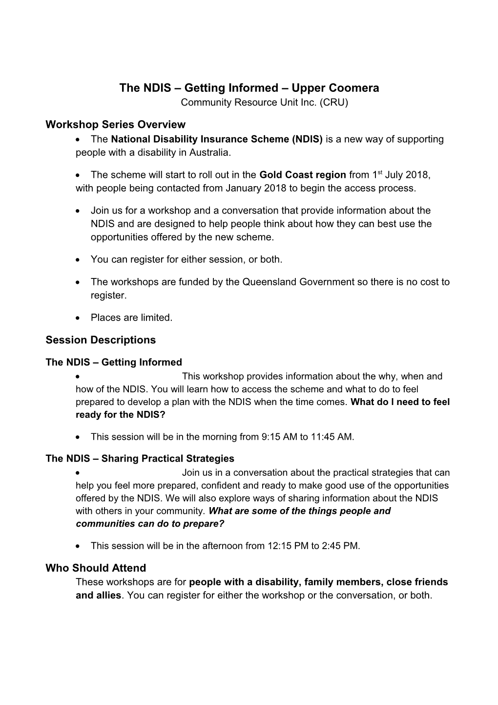 The NDIS Getting Informed Upper Coomera