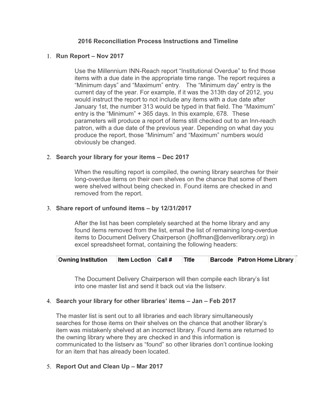 2016 Reconciliation Process Instructions and Timeline