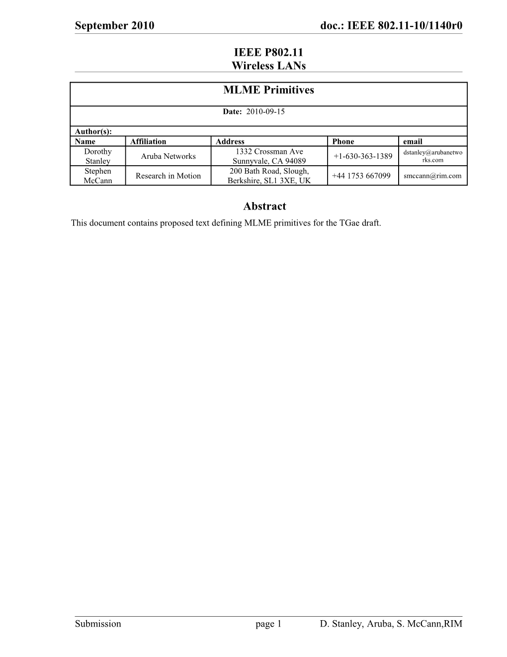 Probe Response and Received Beacon Frames