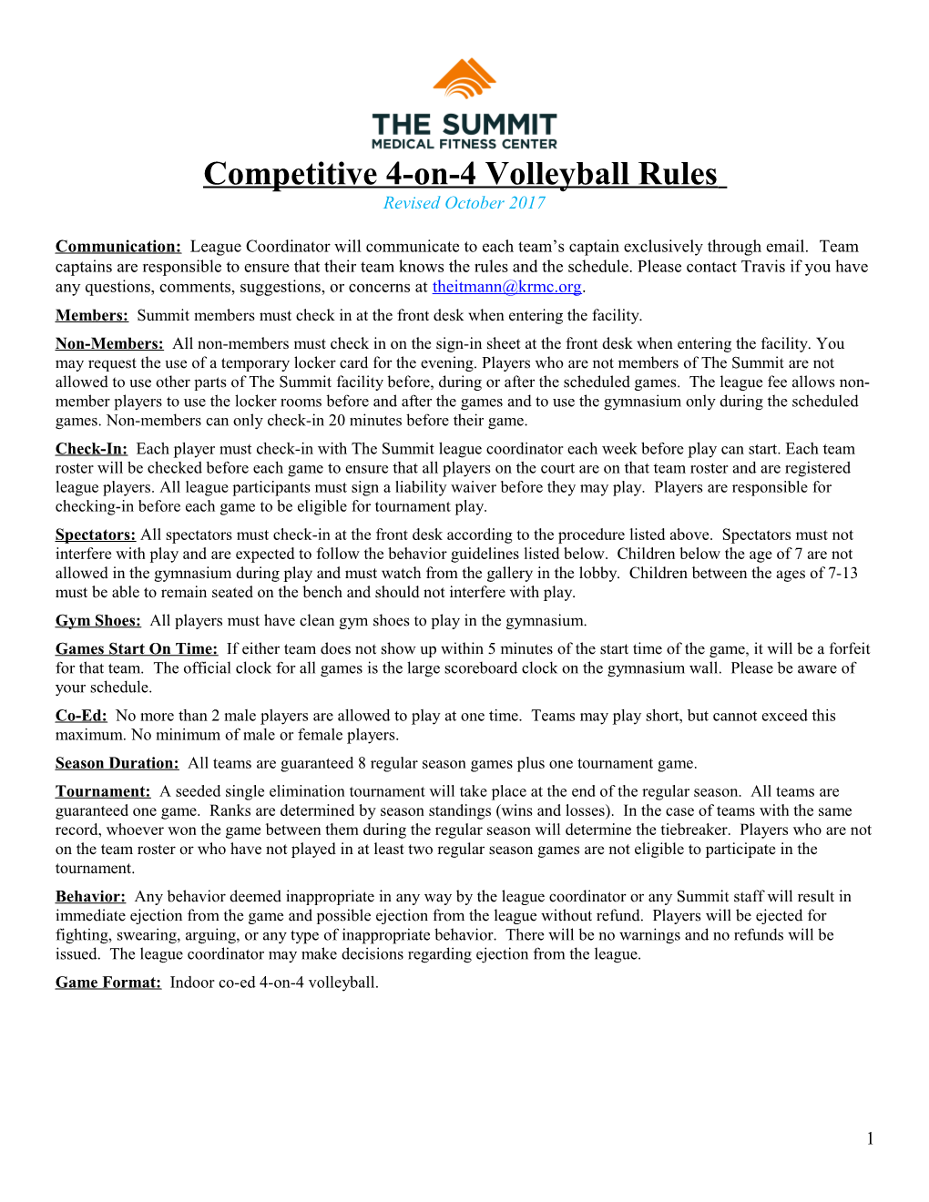 Competitive 4-On-4 Volleyball Rules