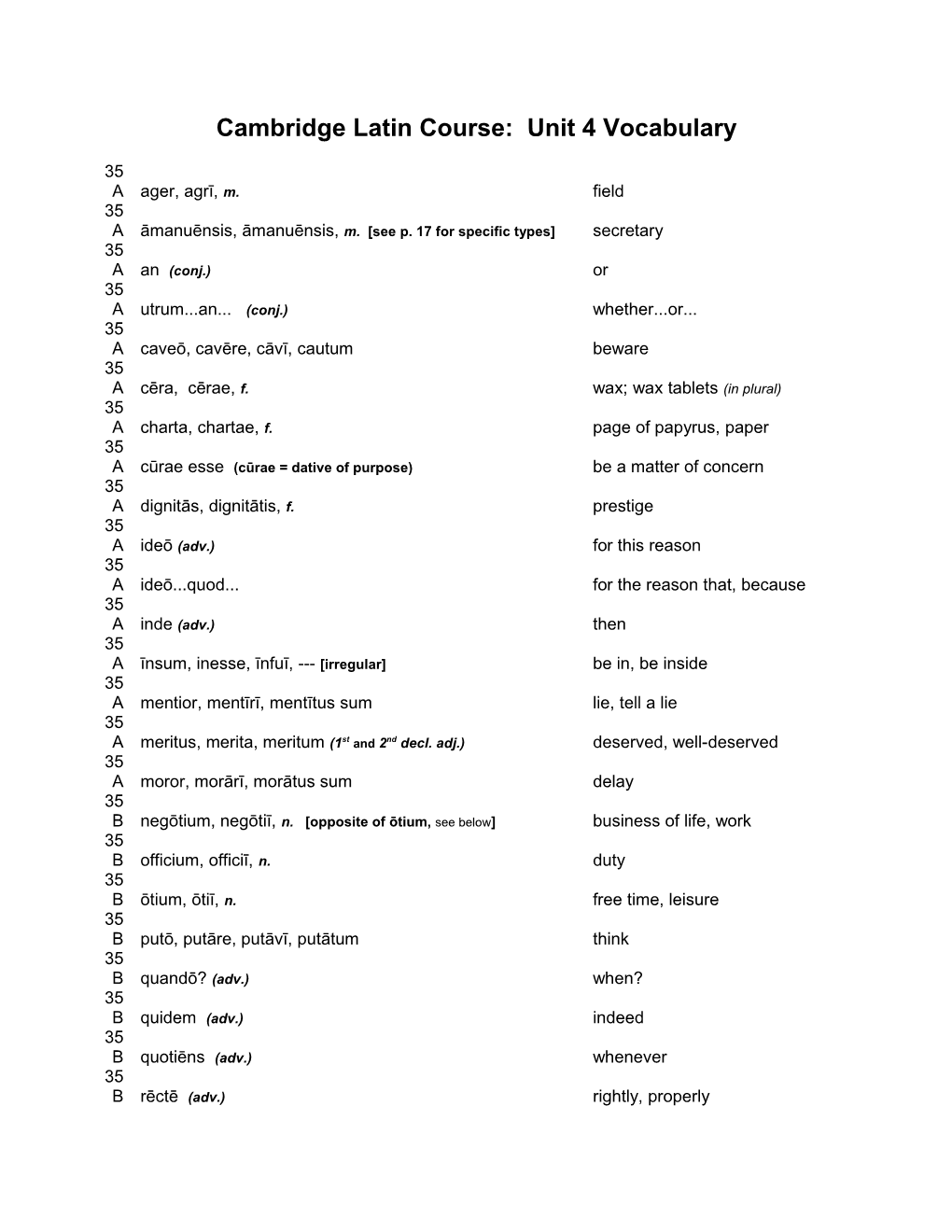 Cambridge Latin Course: Unit 3 Vocabulary