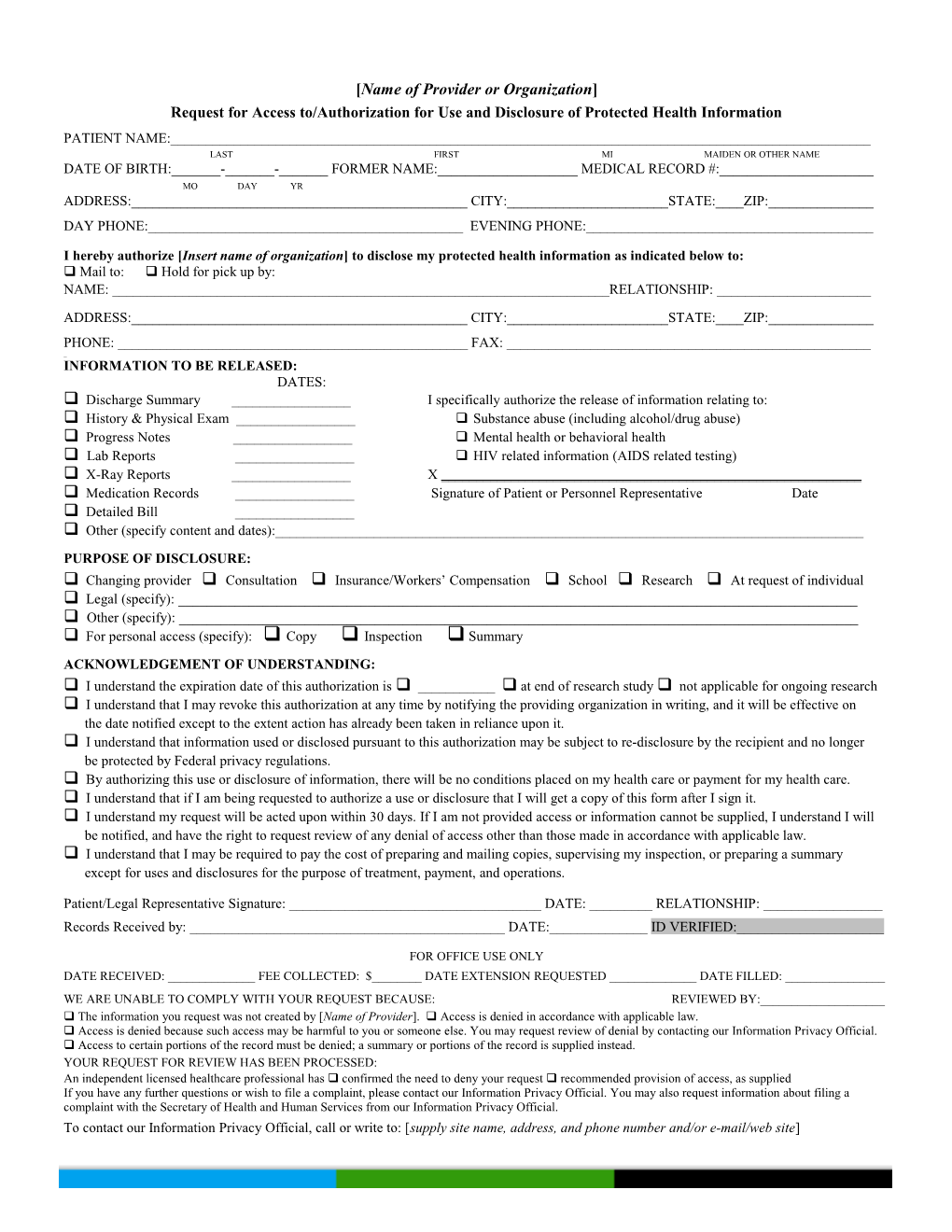 Authorization Form Form