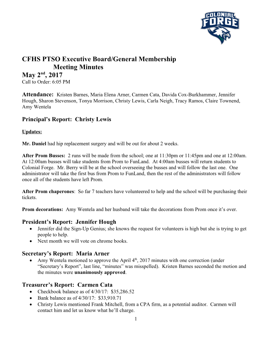 CFHS PTSO Executive Board/General Membership