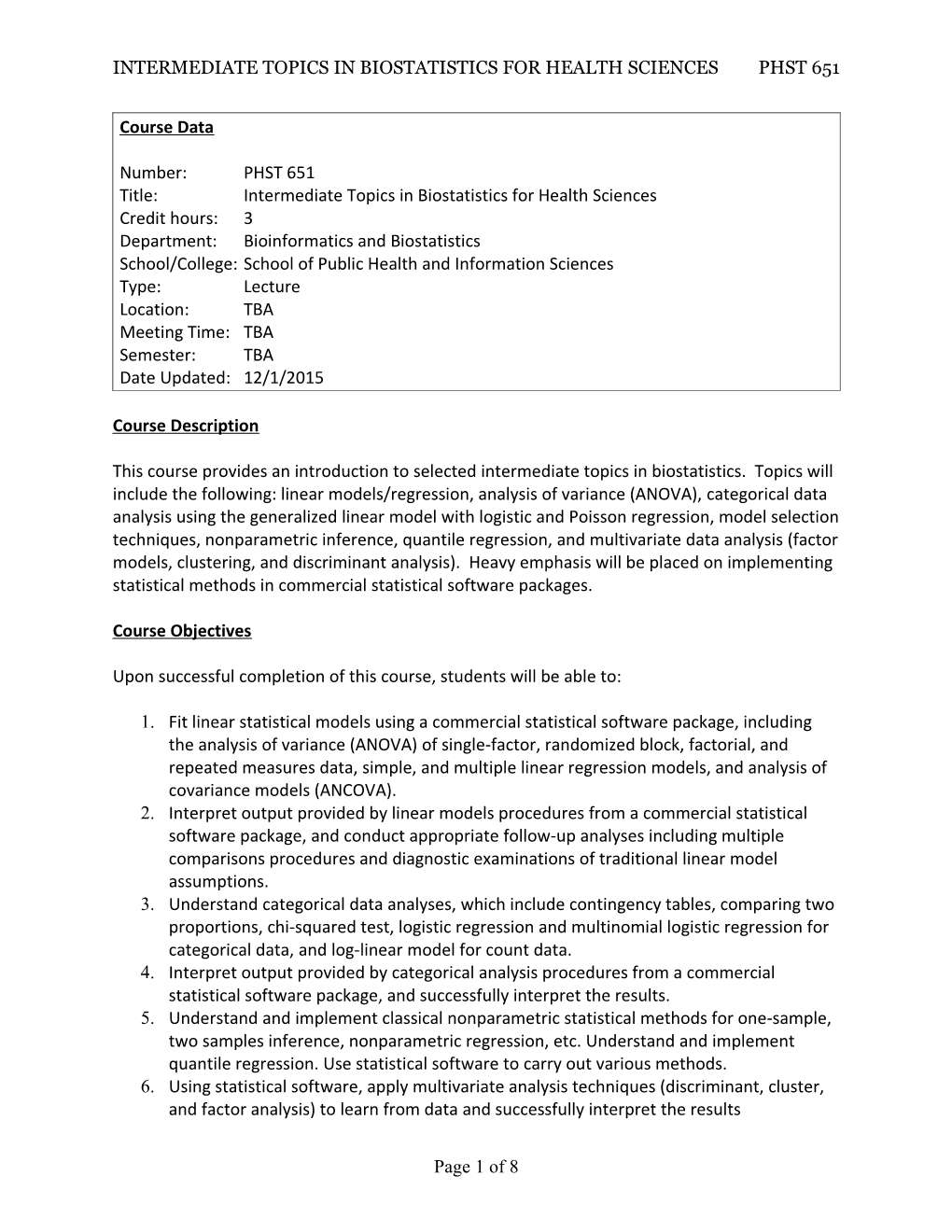 Proposed PHST-651-01 Syllabus