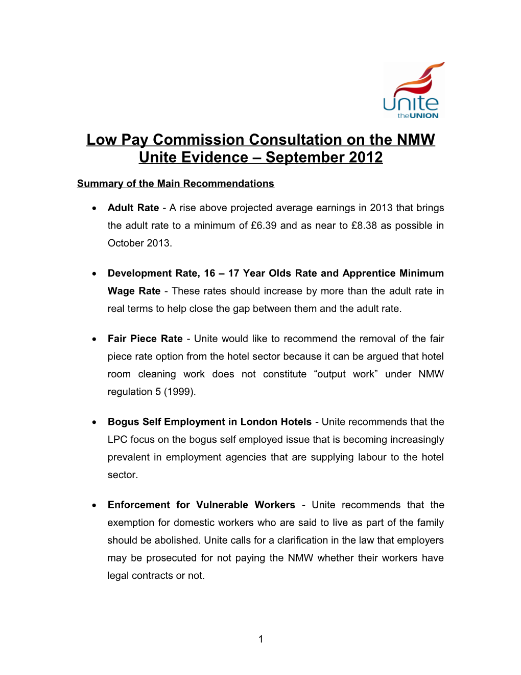 Low Pay Commission Consultation on the NMW