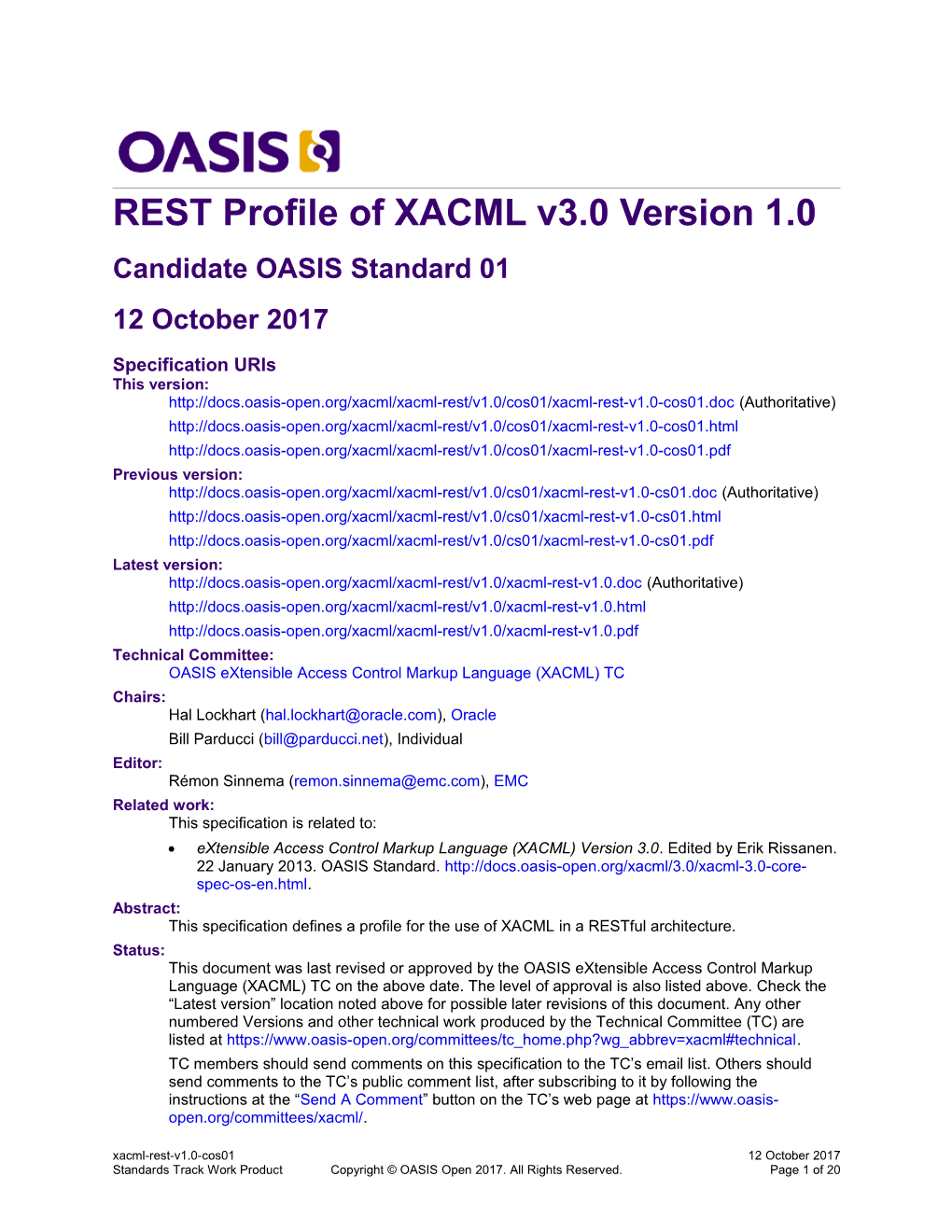 REST Profile of XACML V3.0 Version 1.0