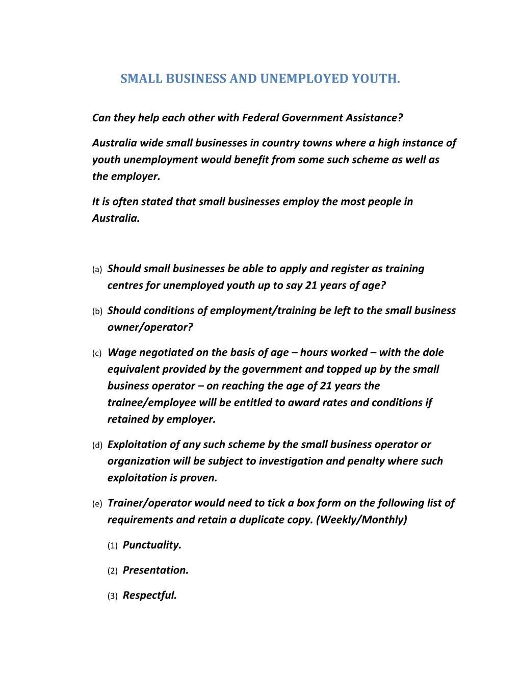 Submission 24 - Ray Fairweather - Workplace Relations Framework - Public Inquiry