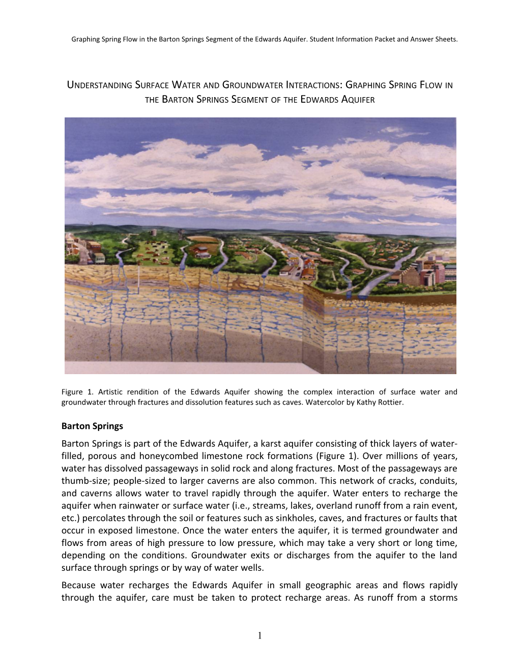 Graphing Spring Flow in the Barton Springs Segment of the Edwards Aquifer. Student Information