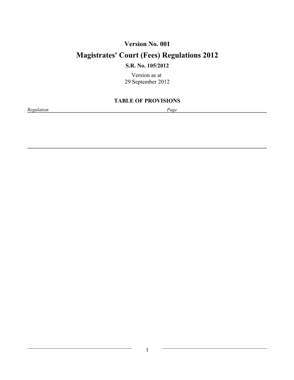 Magistrates' Court (Fees) Regulations 2012
