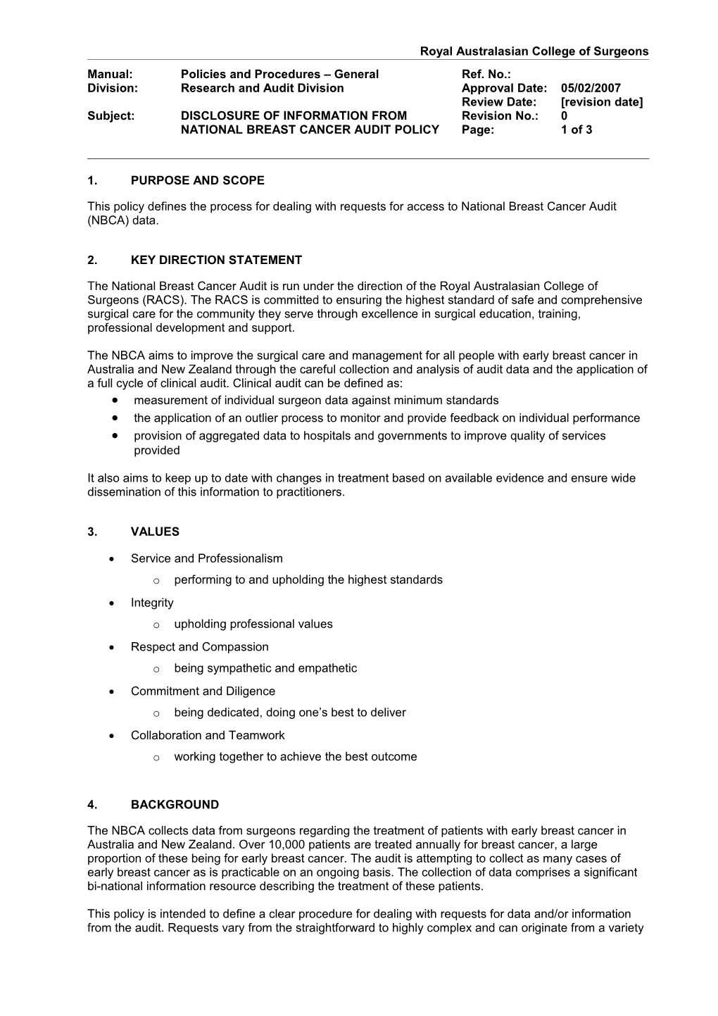 Policy - Terms of Reference Template