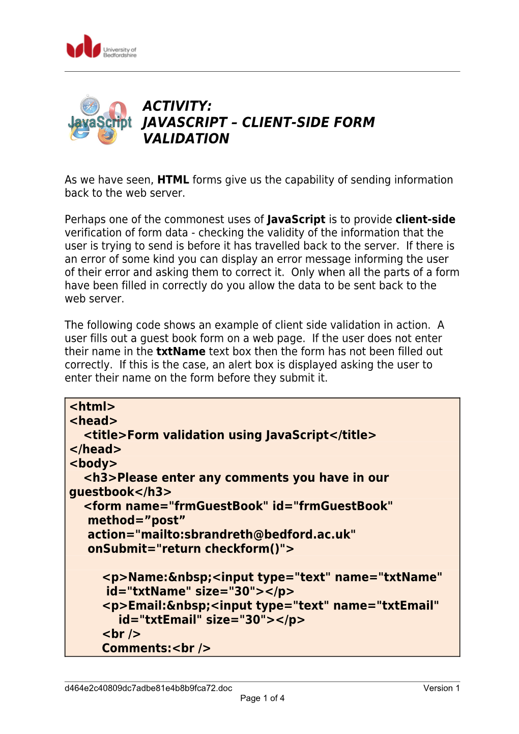 Javascript Client-Side Form Validation