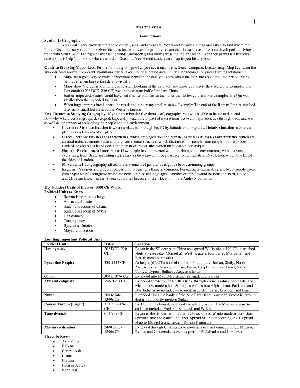 Section 1: Geography