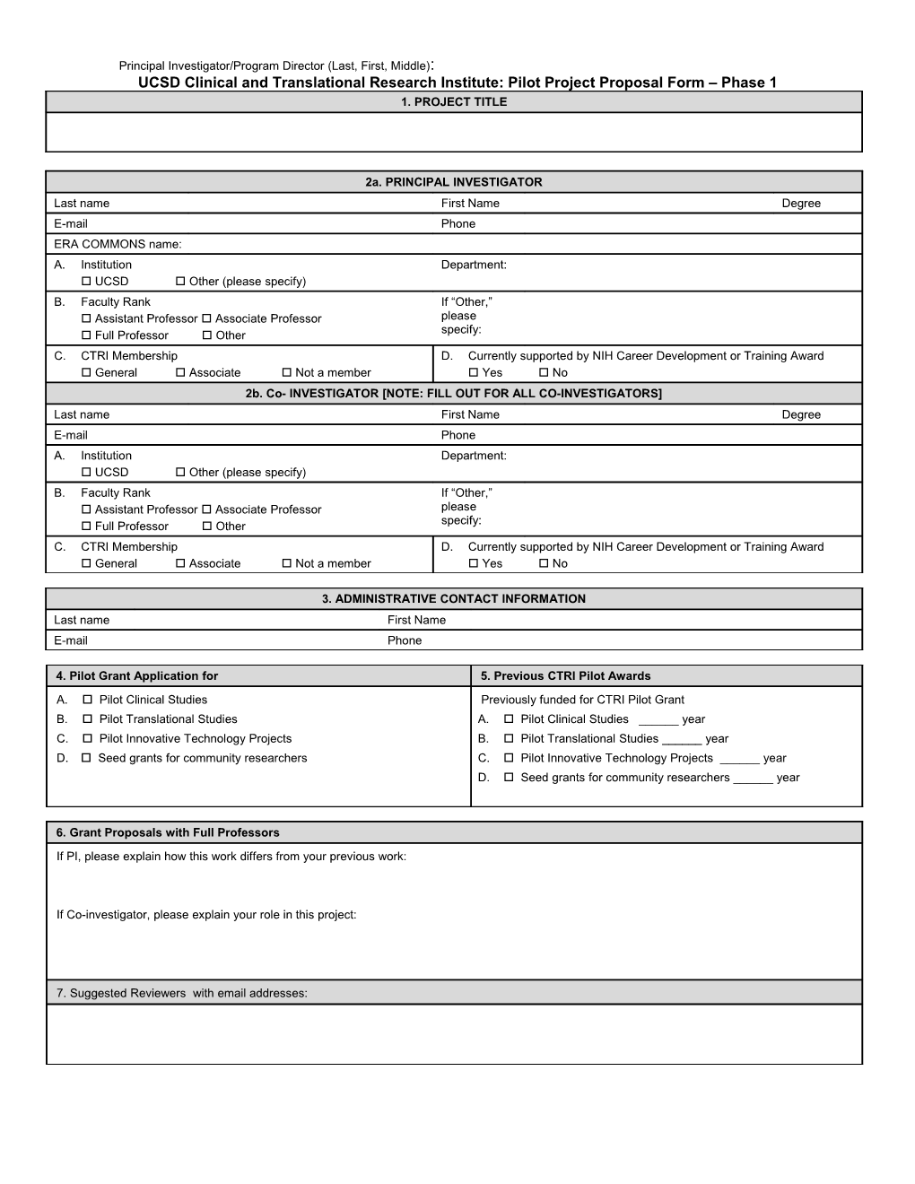 Project Intake Form