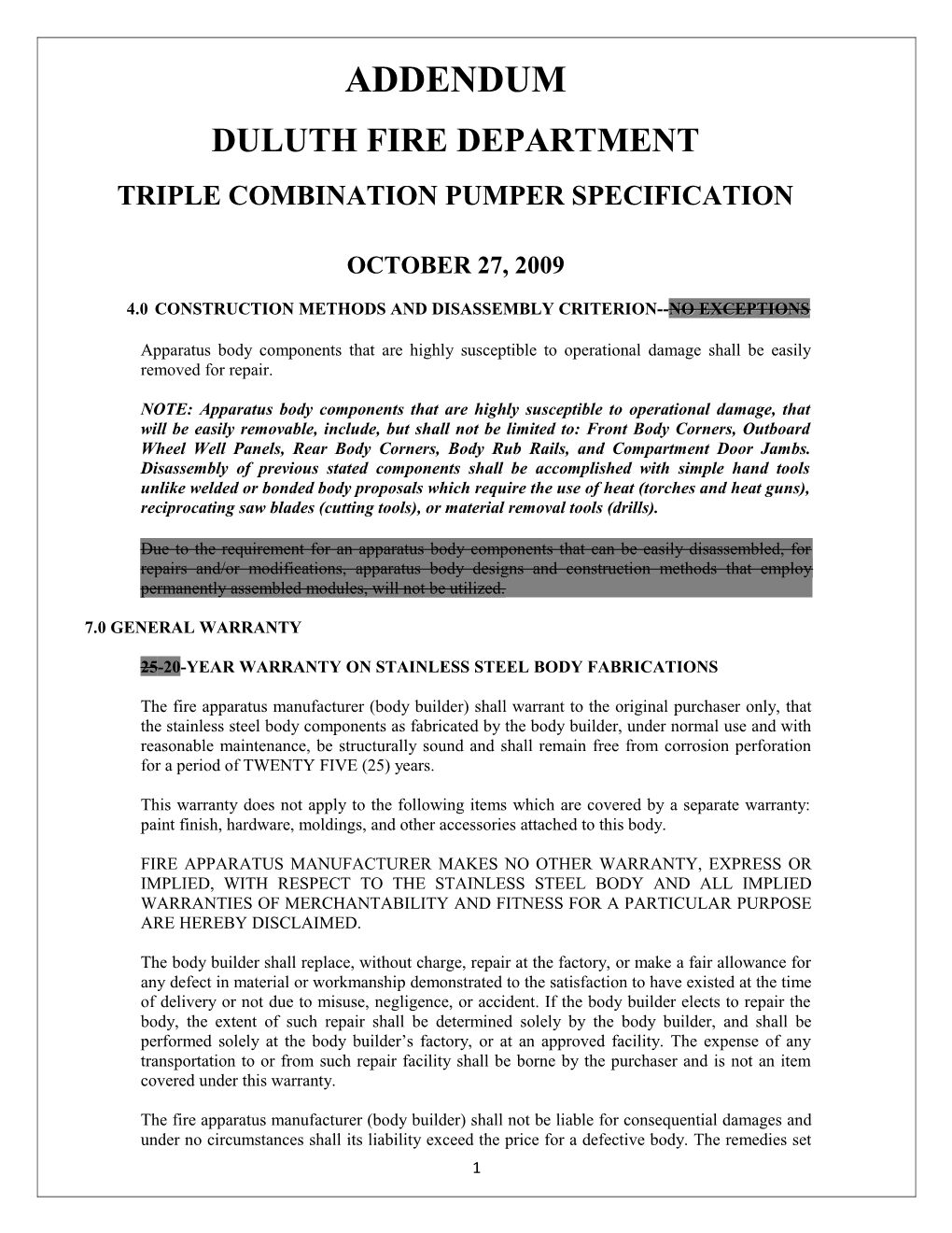 Triple Combination Pumper Specification