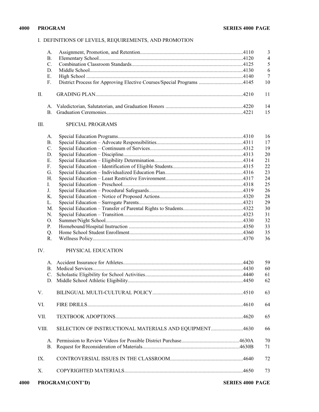 I. Definitions of Levels, Requirements, and Promotion