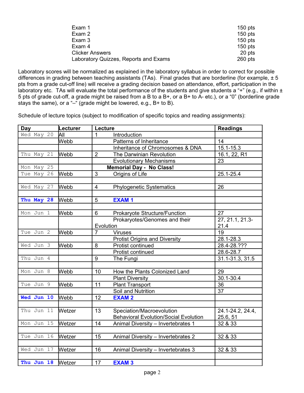 BISC 120Lg Lecture Syllabus, Fall 2008