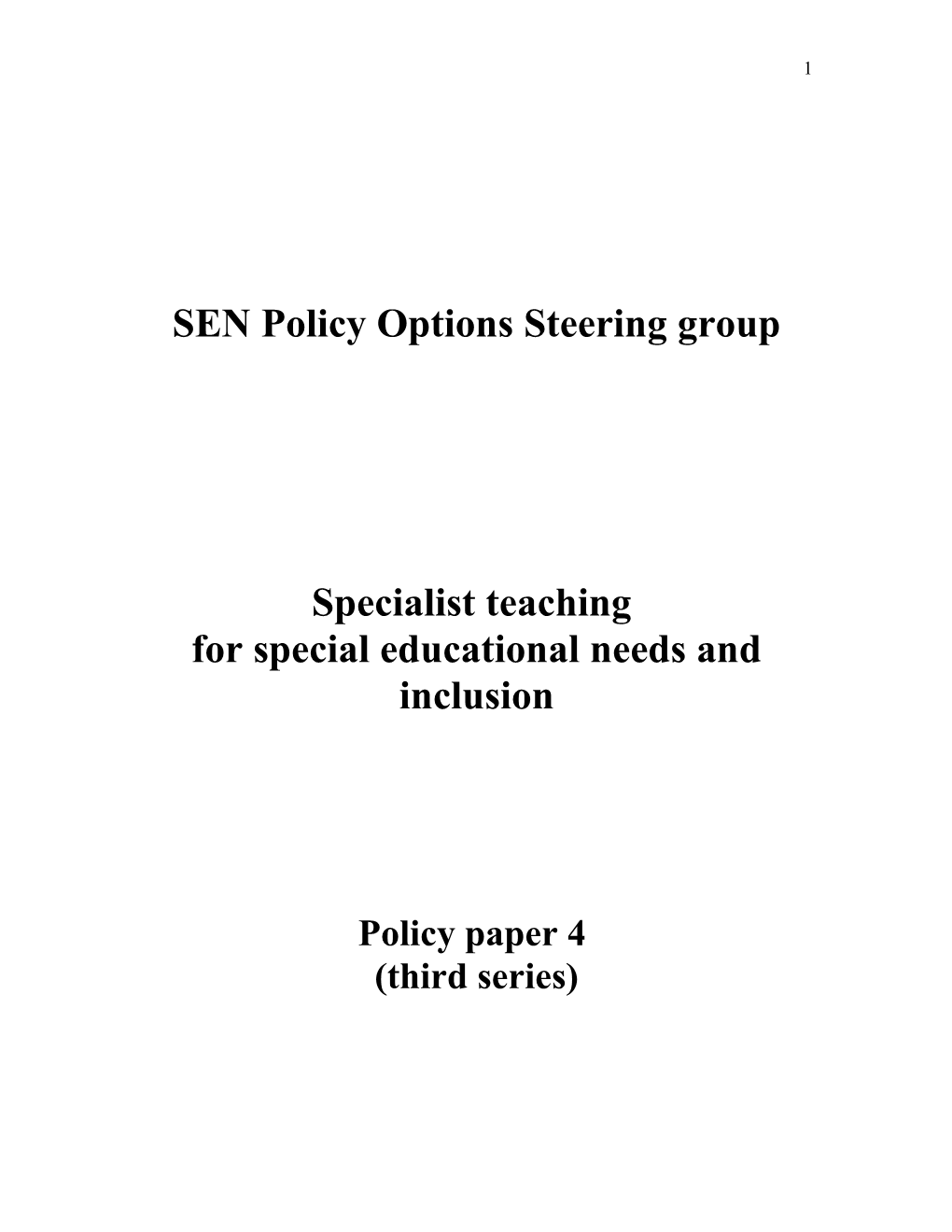 SEN Policy Options Steering Group