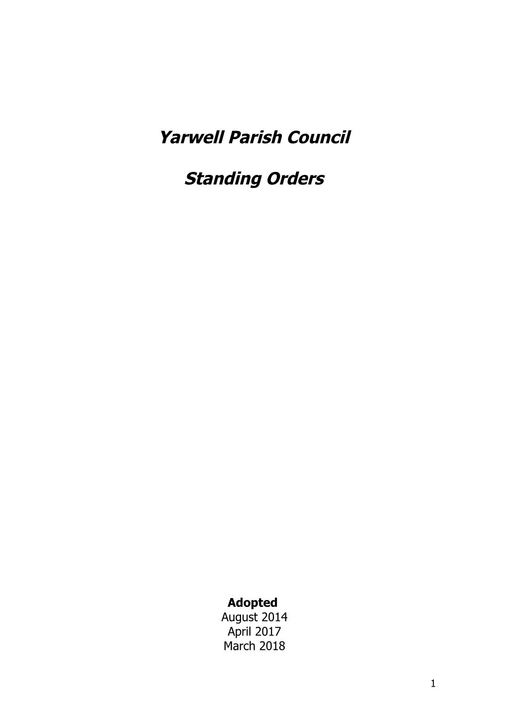 Standing Orders for Yarwell Parish Council