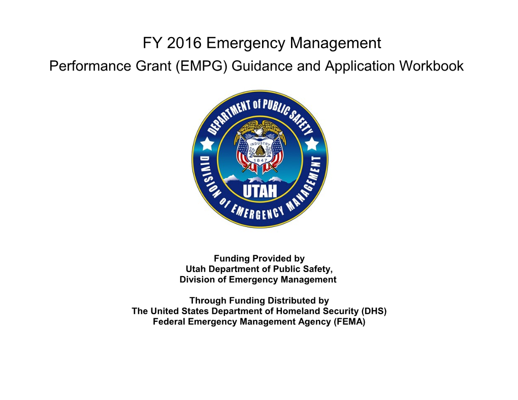 Performance Grant (EMPG) Guidance and Application Workbook