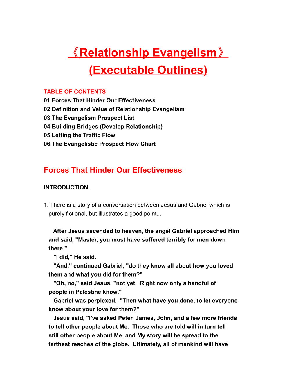 Relationship Evangelism (Executable Outlines)