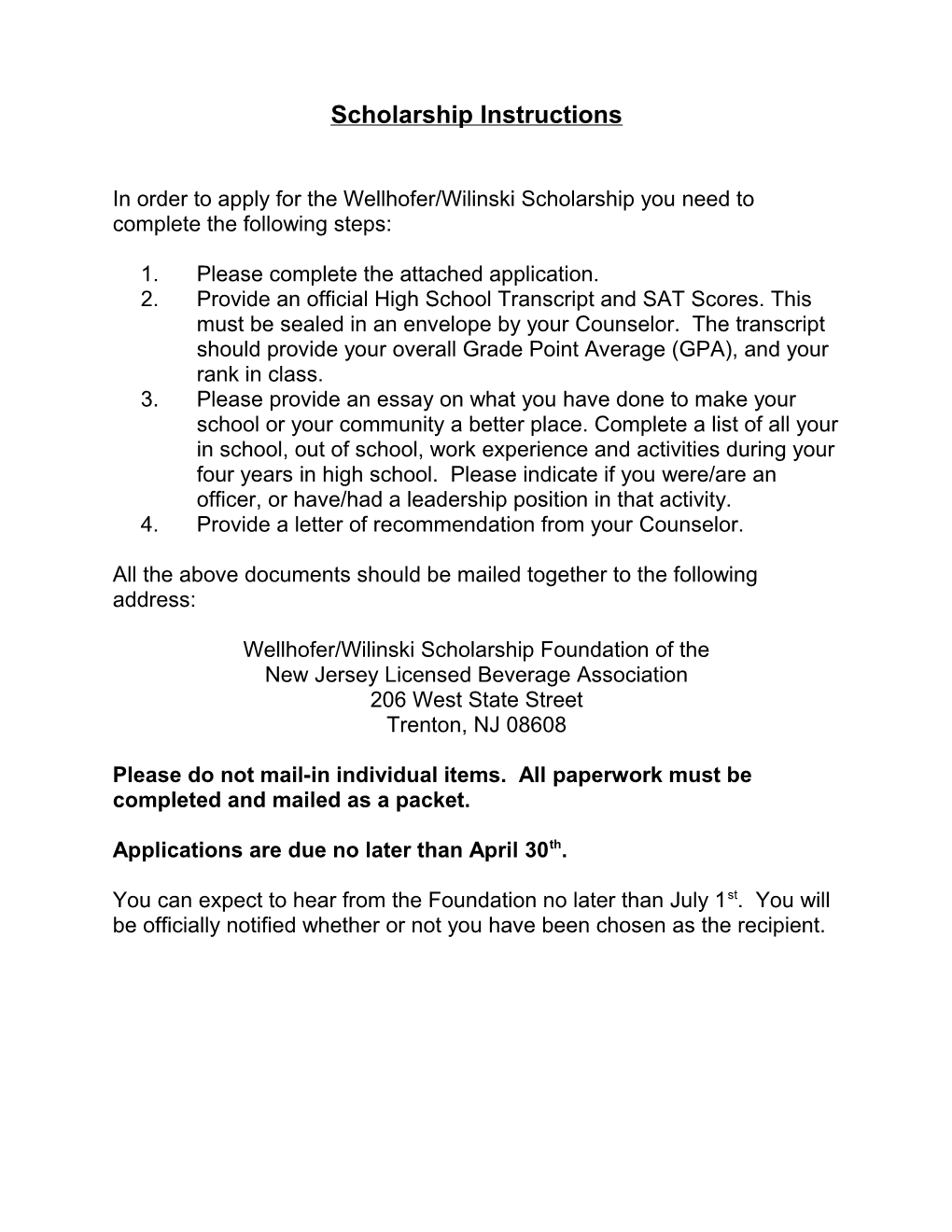 Wellhofer/Wilinski Scholarship Foundation of The